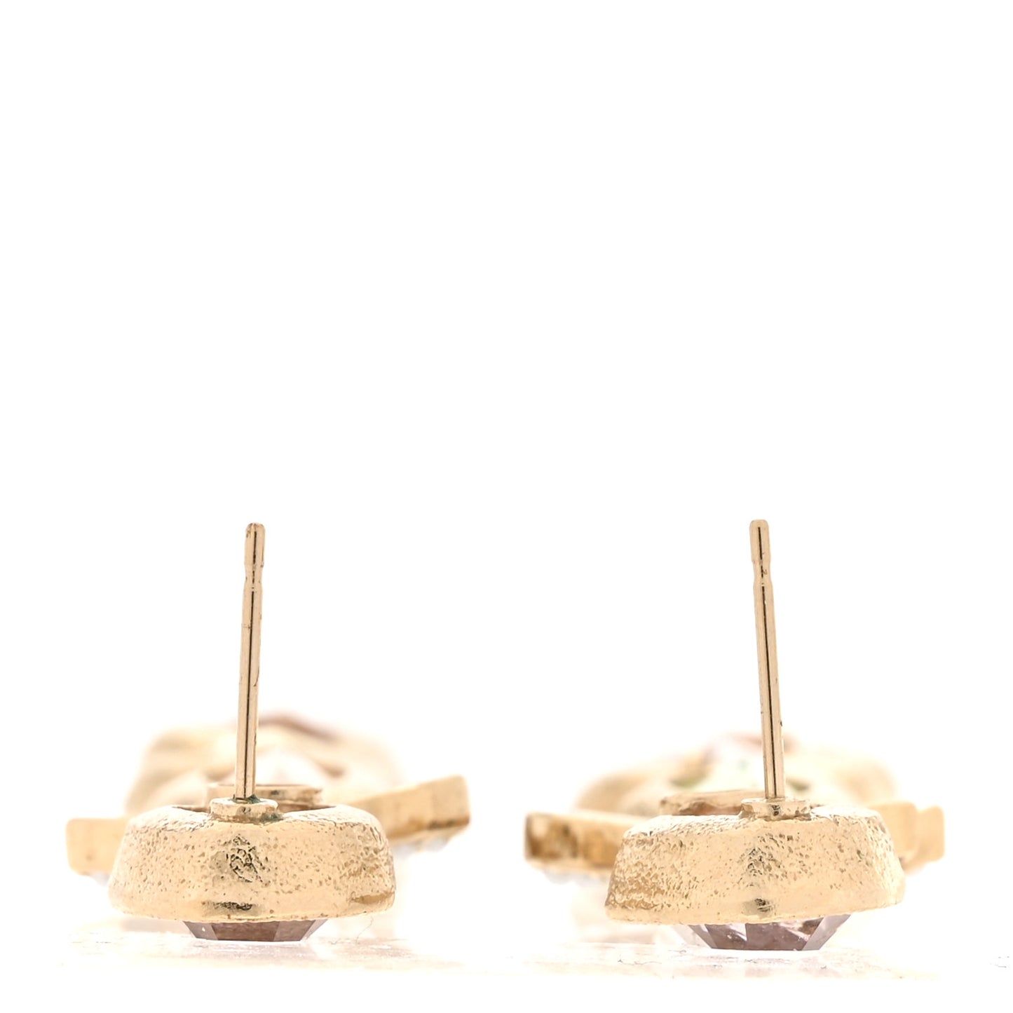 Metal Glass Crystal Strass Pearl CC Drop Earrings Gold Multicolor Pearly White