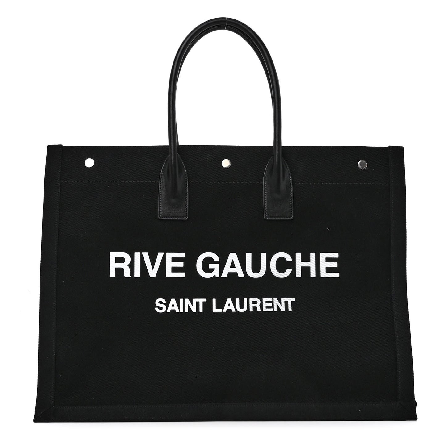 Linen Calfskin Rive Gauche Tote Black