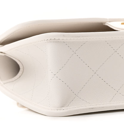 Chanel Caviar Quilted School Memory Small Top Handle Flap White 9 of 10