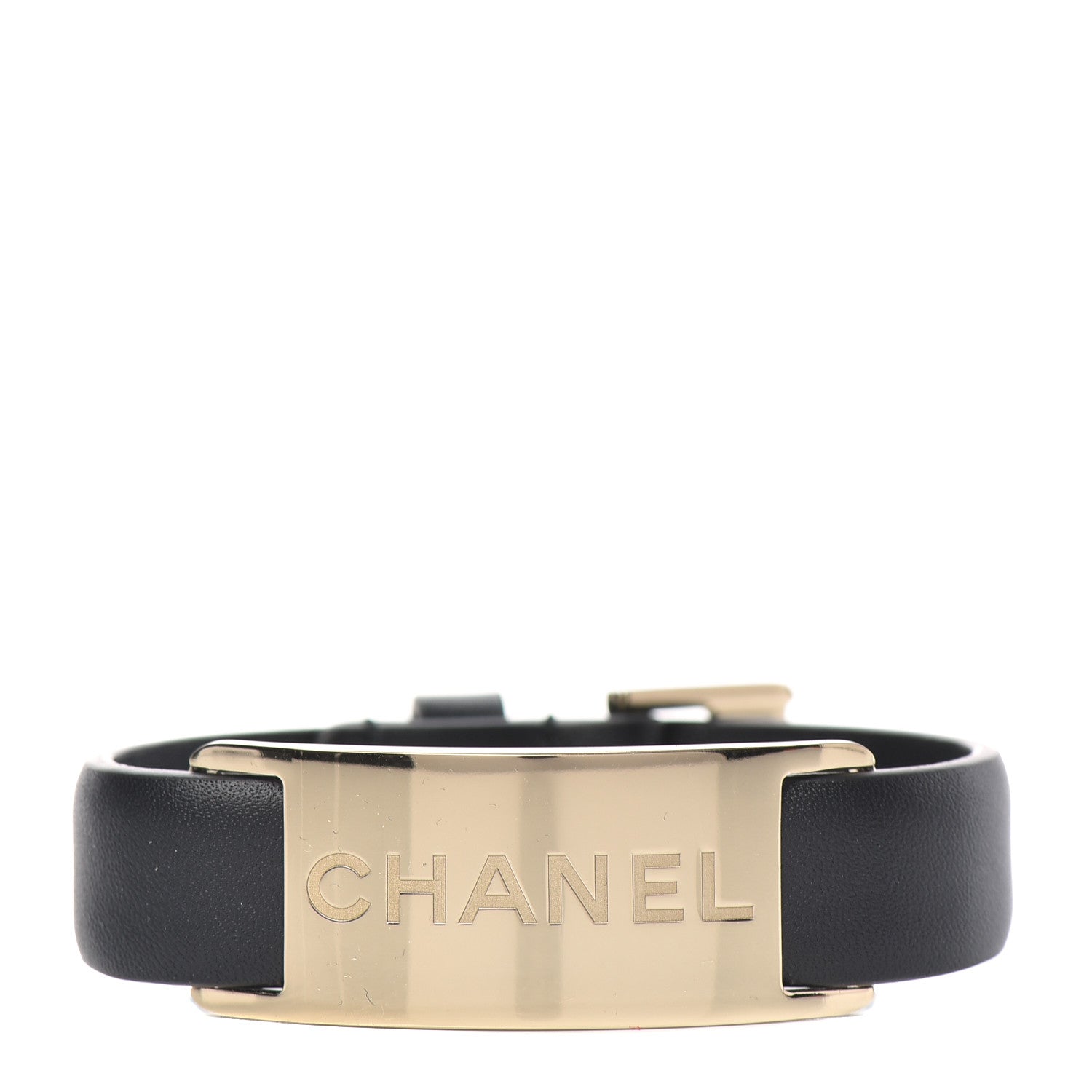 Chanel Calfskin Logo Buckle Bracelet Black 1 of 4