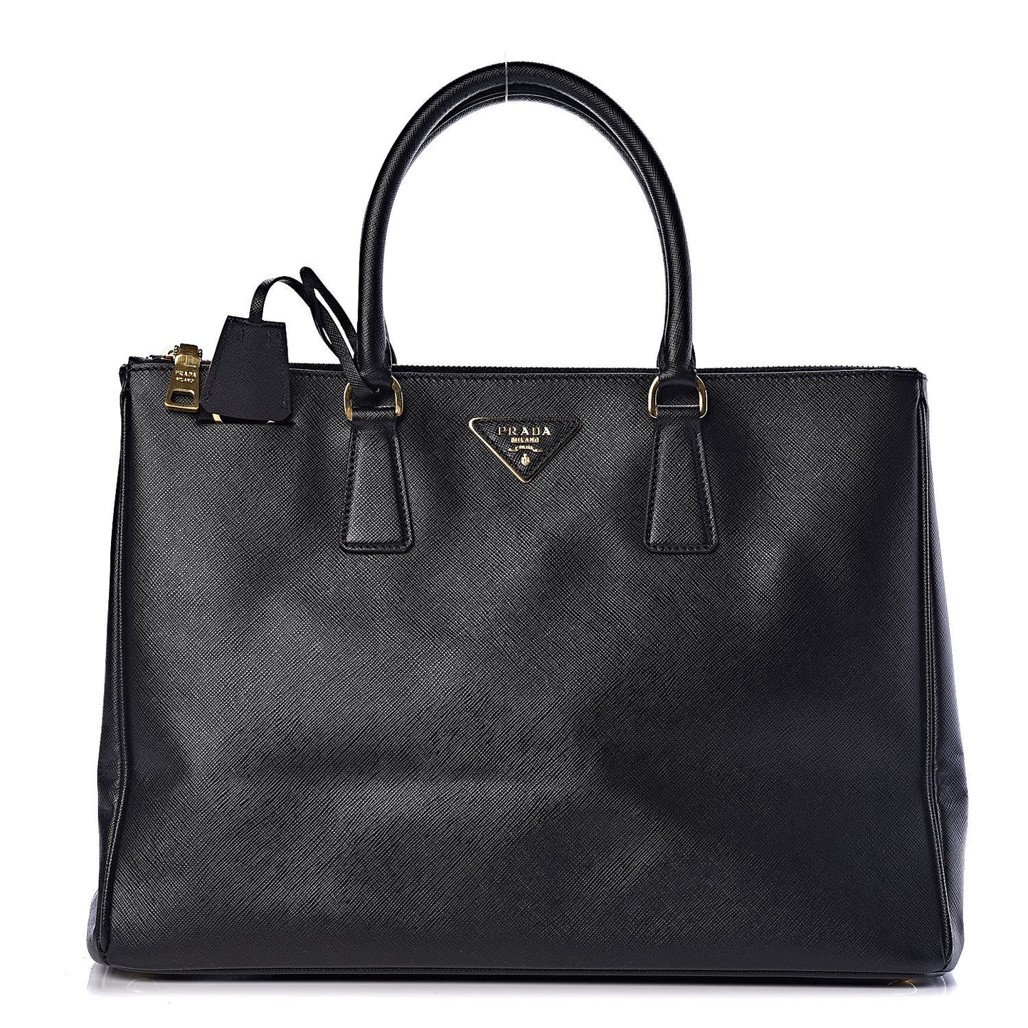 Saffiano Large Galleria Double Zip Tote Black