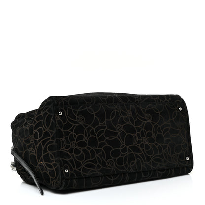 Chanel Velvet Camellia Embossed Shoulder Bag Black 3 of 17