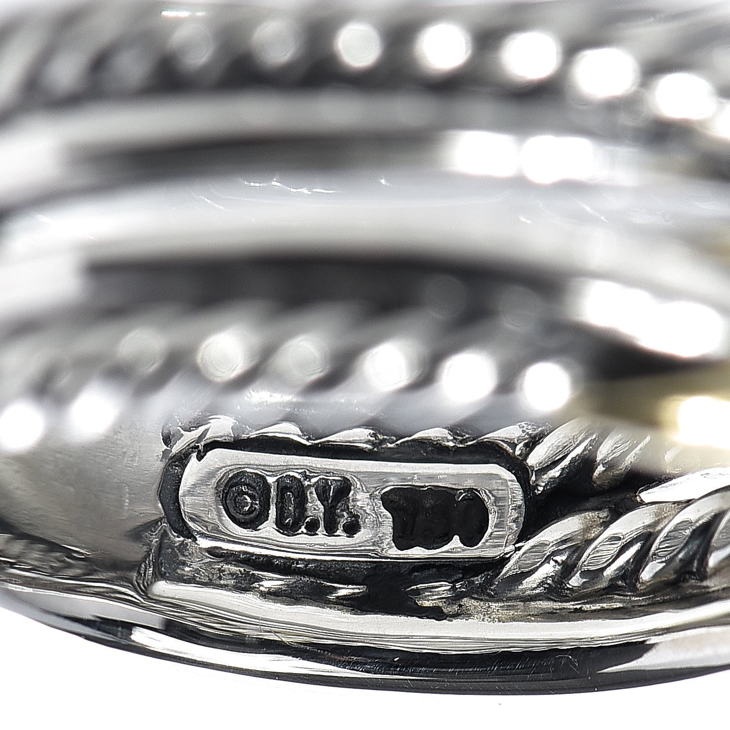 David Yurman Sterling Silver 18K Yellow Gold 6mm X Crossover Ring 51 5.75 4 of 5