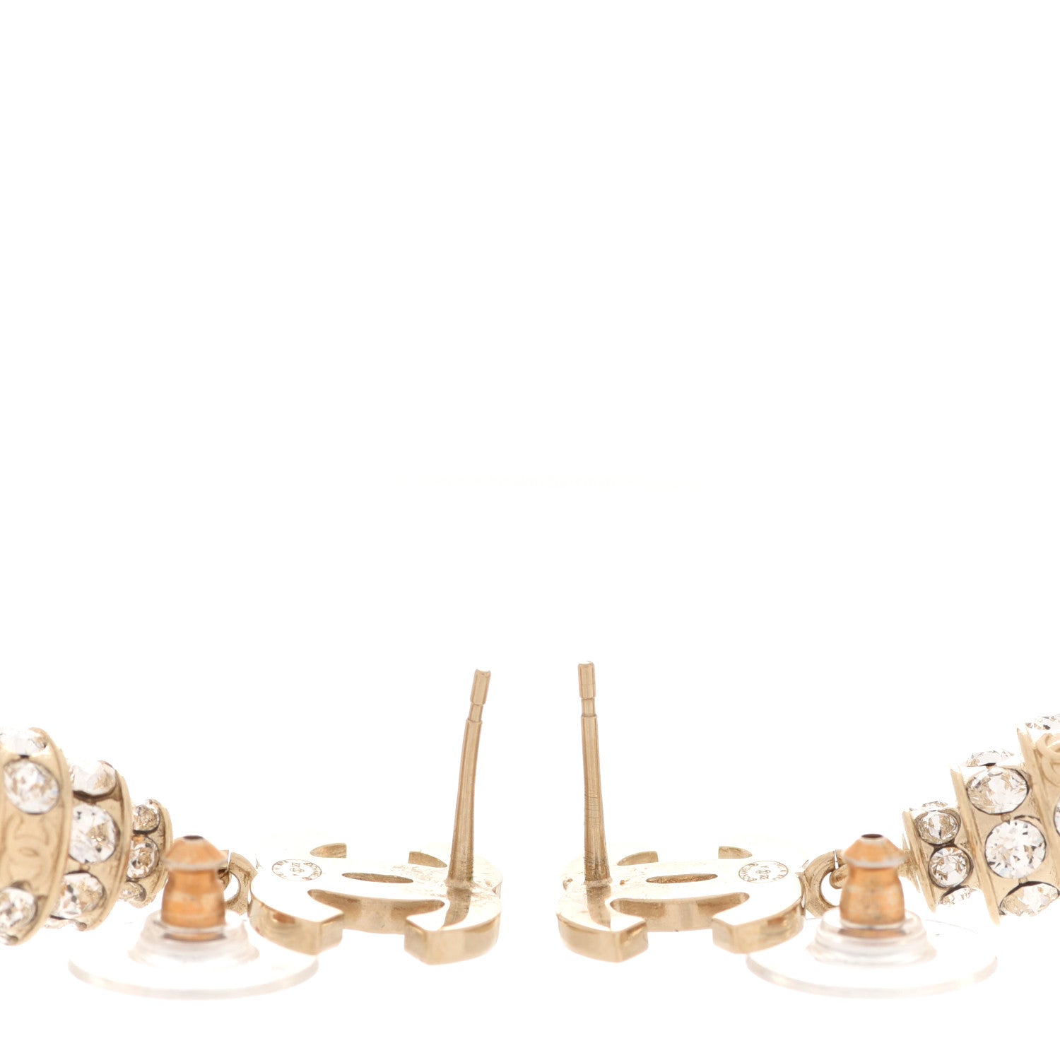 Chanel Crystal Pearl CC Drop Earrings Gold 3 of 5