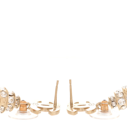Chanel Crystal Pearl CC Drop Earrings Gold 3 of 5