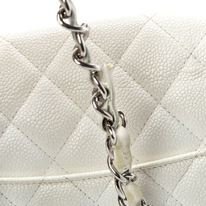 Chanel Caviar Quilted Jumbo Single Flap White 21 of 26