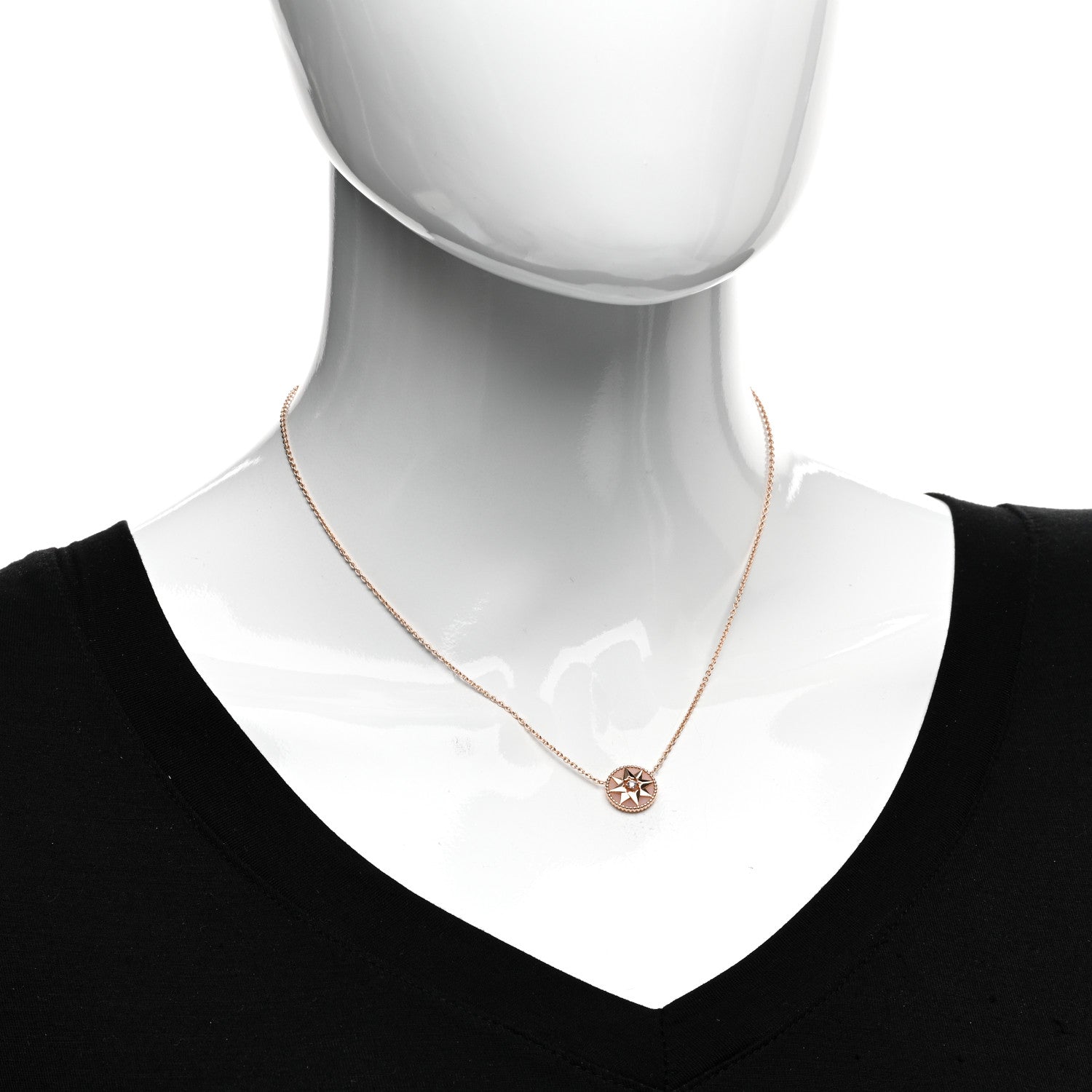 Christian Dior 18K Rose Gold Diamond Pink Opal Rose Des Vents Necklace 2 of 5