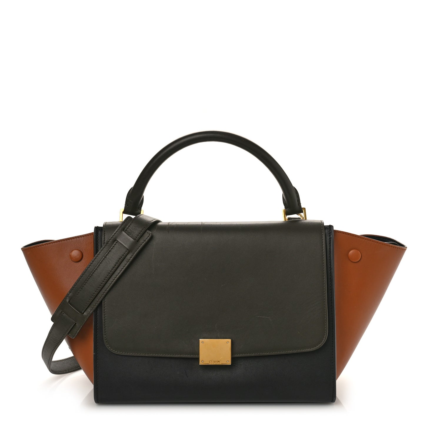 Satin Calfskin Tri-Color Trapeze Khaki