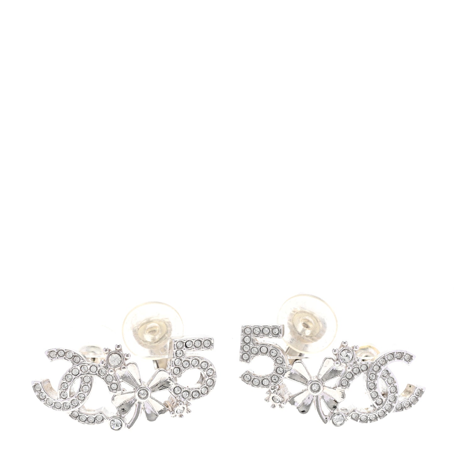 Crystal Star 5 CC Earrings Silver