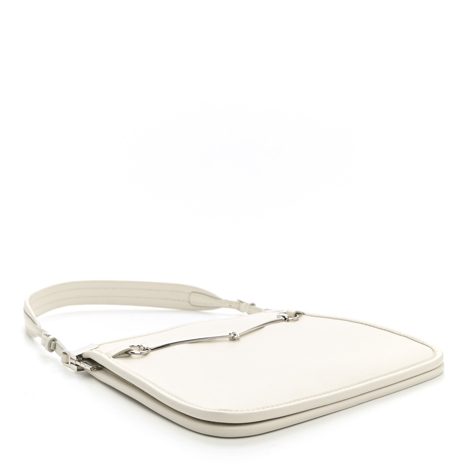 Gucci Calfskin Horsebit Slim Shoulder Bag White 4 of 10