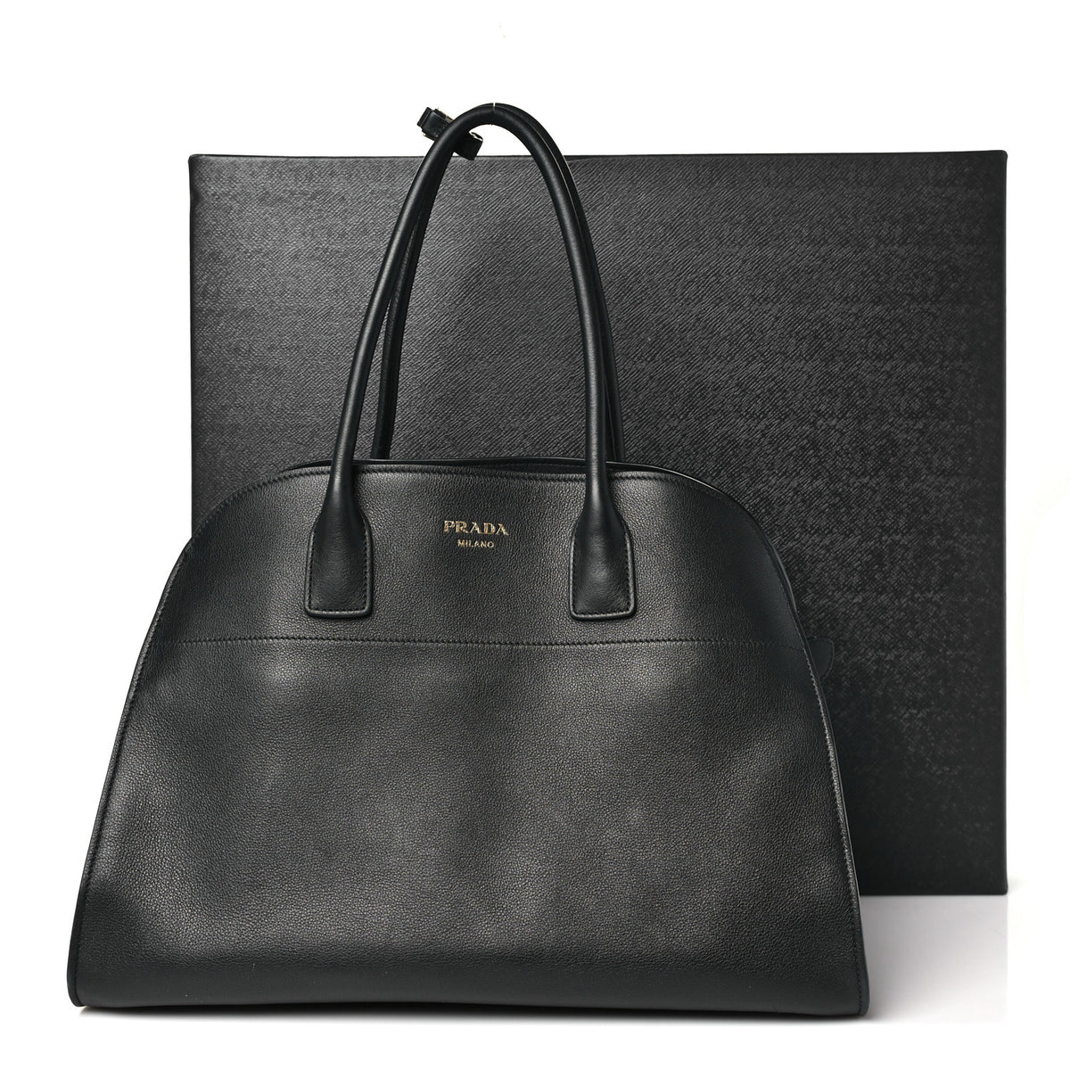 Prada Soft Grain Calfskin Large Tote Bag Black 10 of 10