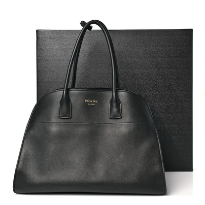 Prada Soft Grain Calfskin Large Tote Bag Black 10 of 10