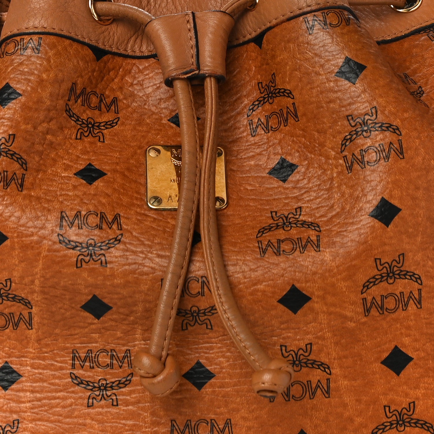 MCM Visetos Essential Drawstring Bucket Bag Cognac 7 of 21