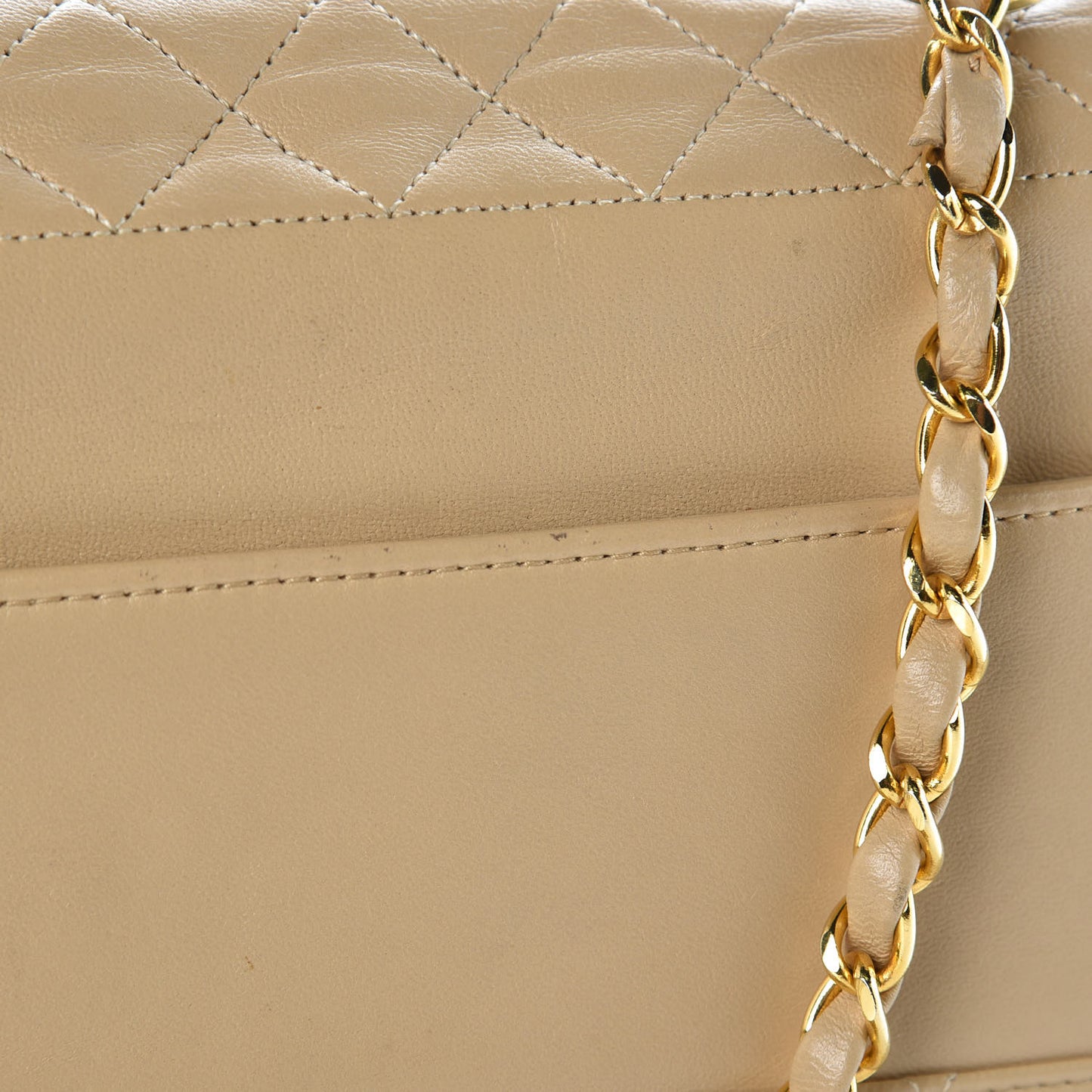 Lambskin Quilted Trapezoid Shoulder Flap Bag Beige