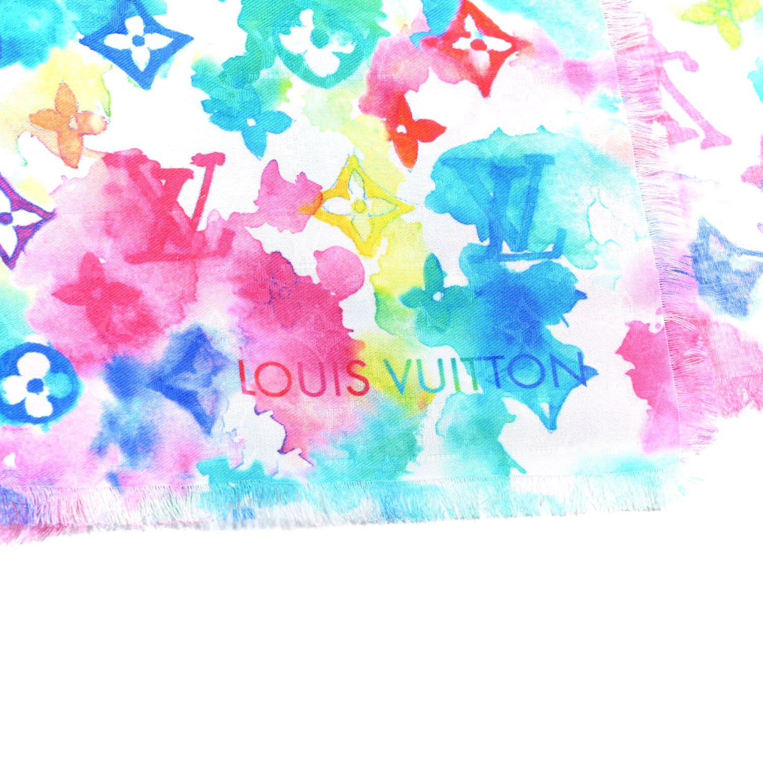 Louis Vuitton Cotton Monogram Essential Watercolor Stole Multicolor 4 of 4