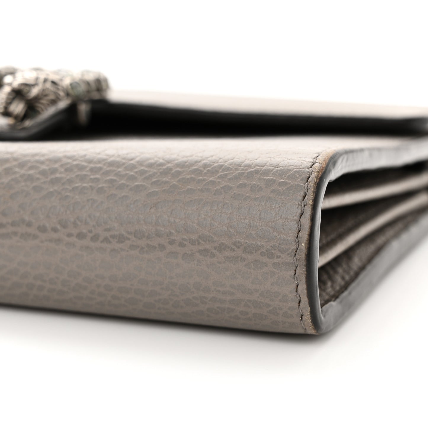 Dollar Calfskin Crystal Mini Dionysus Chain Wallet Dusty Grey Black Diamond