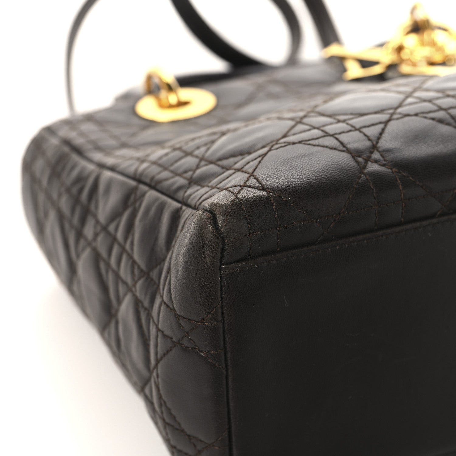 Christian Dior Lambskin Cannage Medium Lady Dior Dark Brown 9 of 14