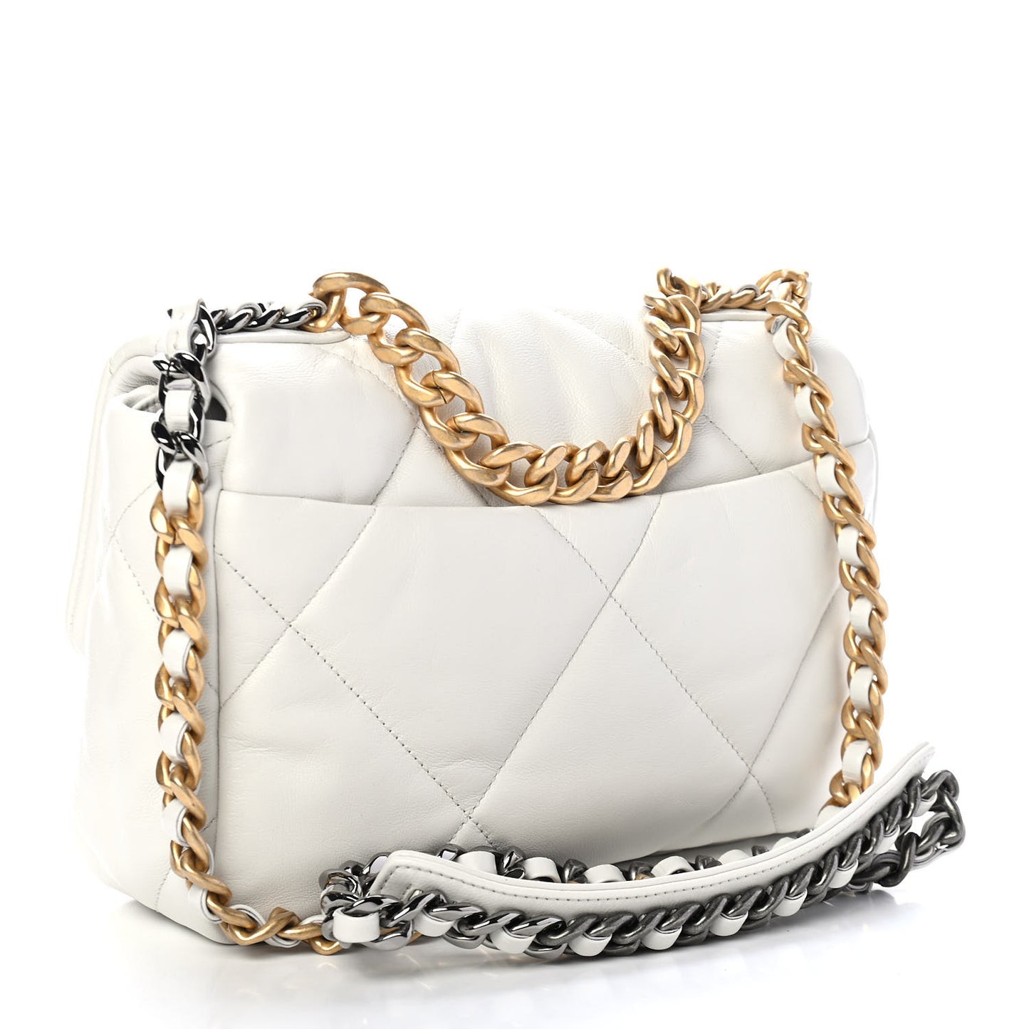 Lambskin Quilted Medium Chanel 19 Flap White