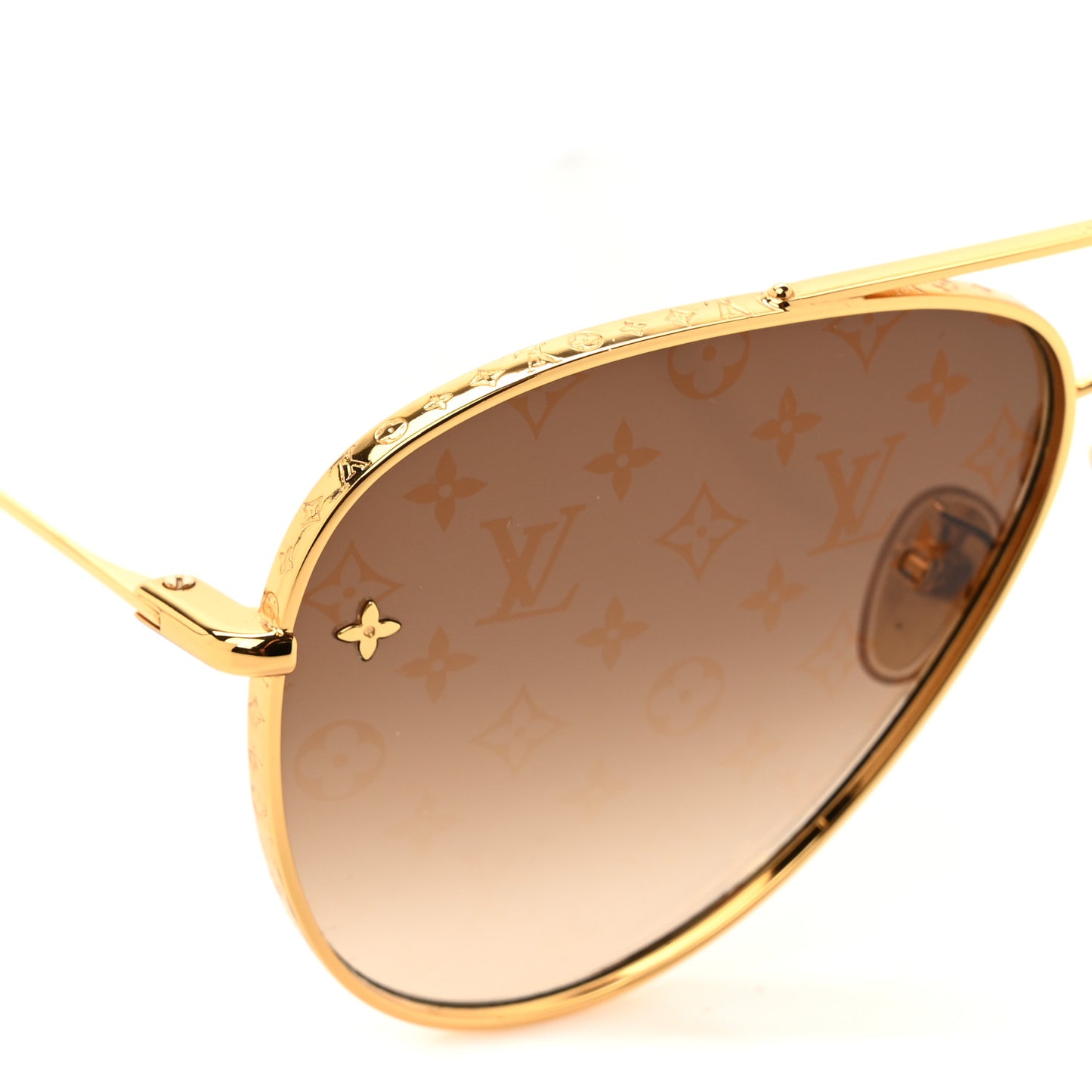 Metal The LV Pilot Sunglasses Z1620U Gradient Brown Monogram