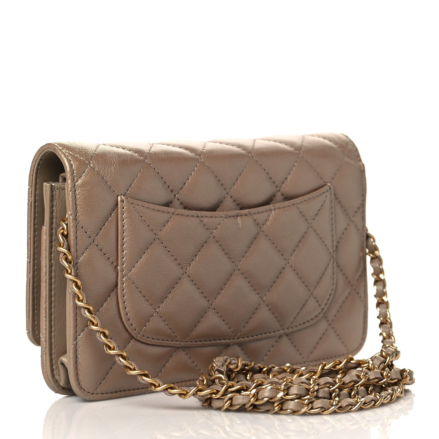 Chanel Metallic Aged Calfskin Reissue Wallet On Chain WOC Gold 3 of 10