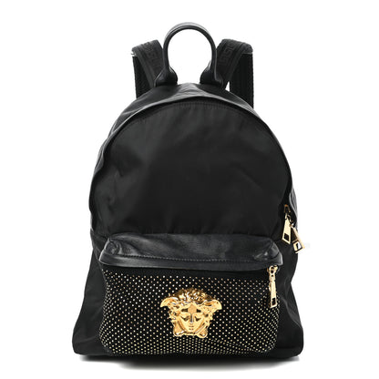 Versace Nylon Goatskin Studded Palazzo Medusa Backpack Black 1 of 10