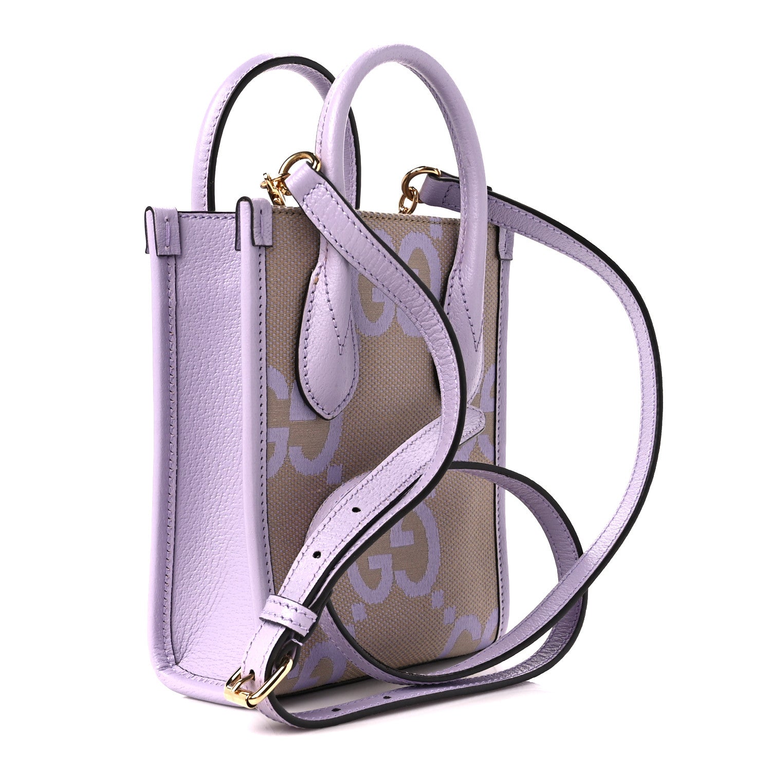 Gucci Monogram Jumbo GG Textured Dollar Calfskin Mini Tote Bag Beige Lapis 3 of 11