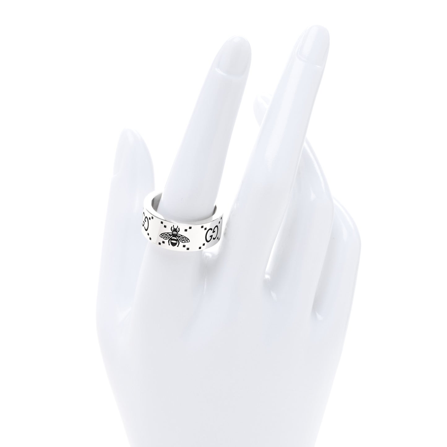 Sterling Silver GG Bee Band Ring 60 9