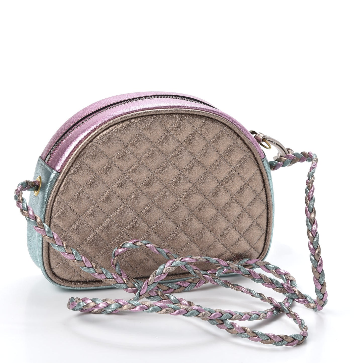 Laminated Nappa Trapuntata Mini Zumi Dome Shoulder Bag Rosa Lago Rame