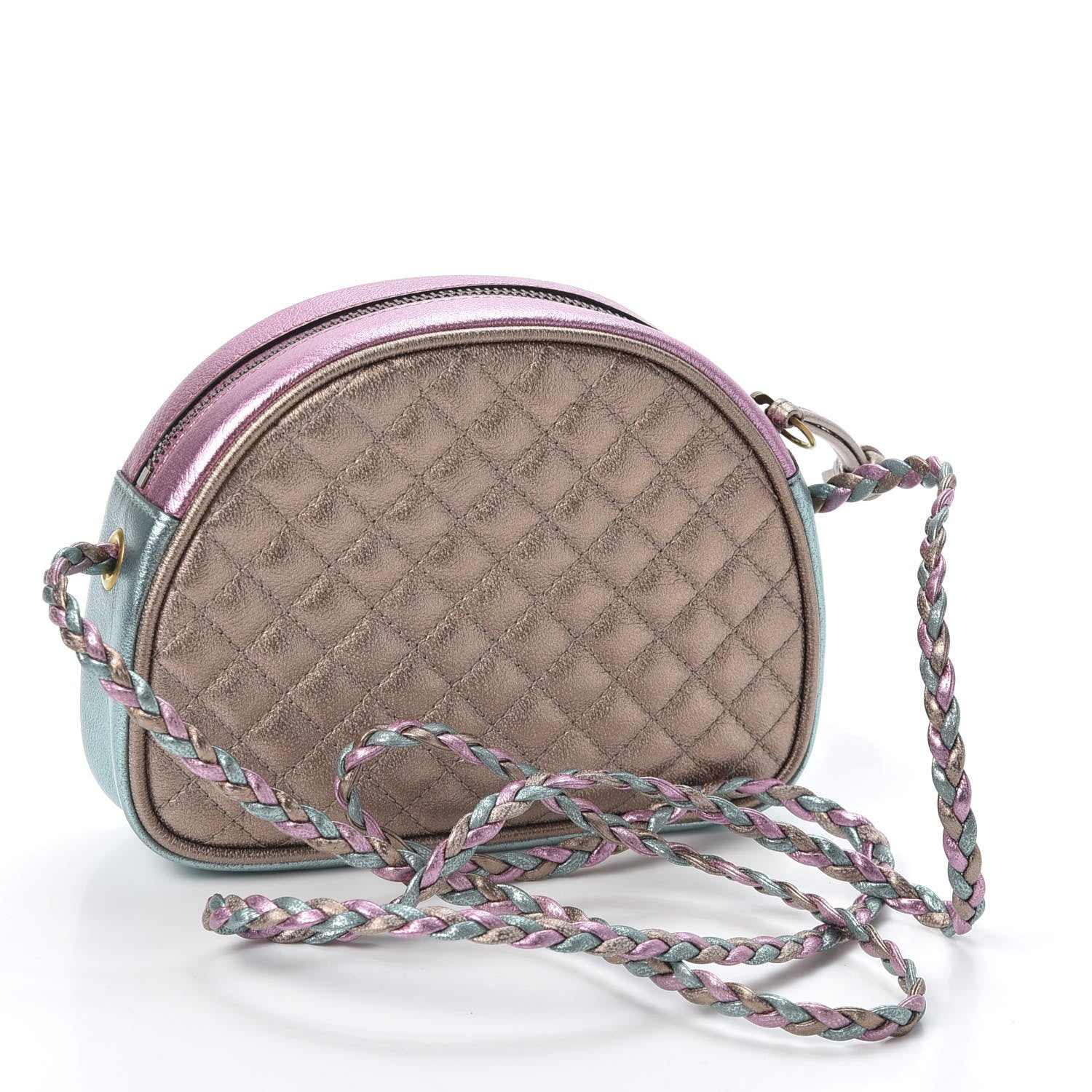 Gucci Laminated Nappa Trapuntata Mini Zumi Dome Shoulder Bag Rosa Lago Rame 2 of 9