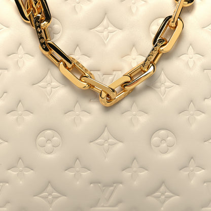 Louis Vuitton Lambskin Embossed Monogram Coussin PM Beige Cream 9 of 11