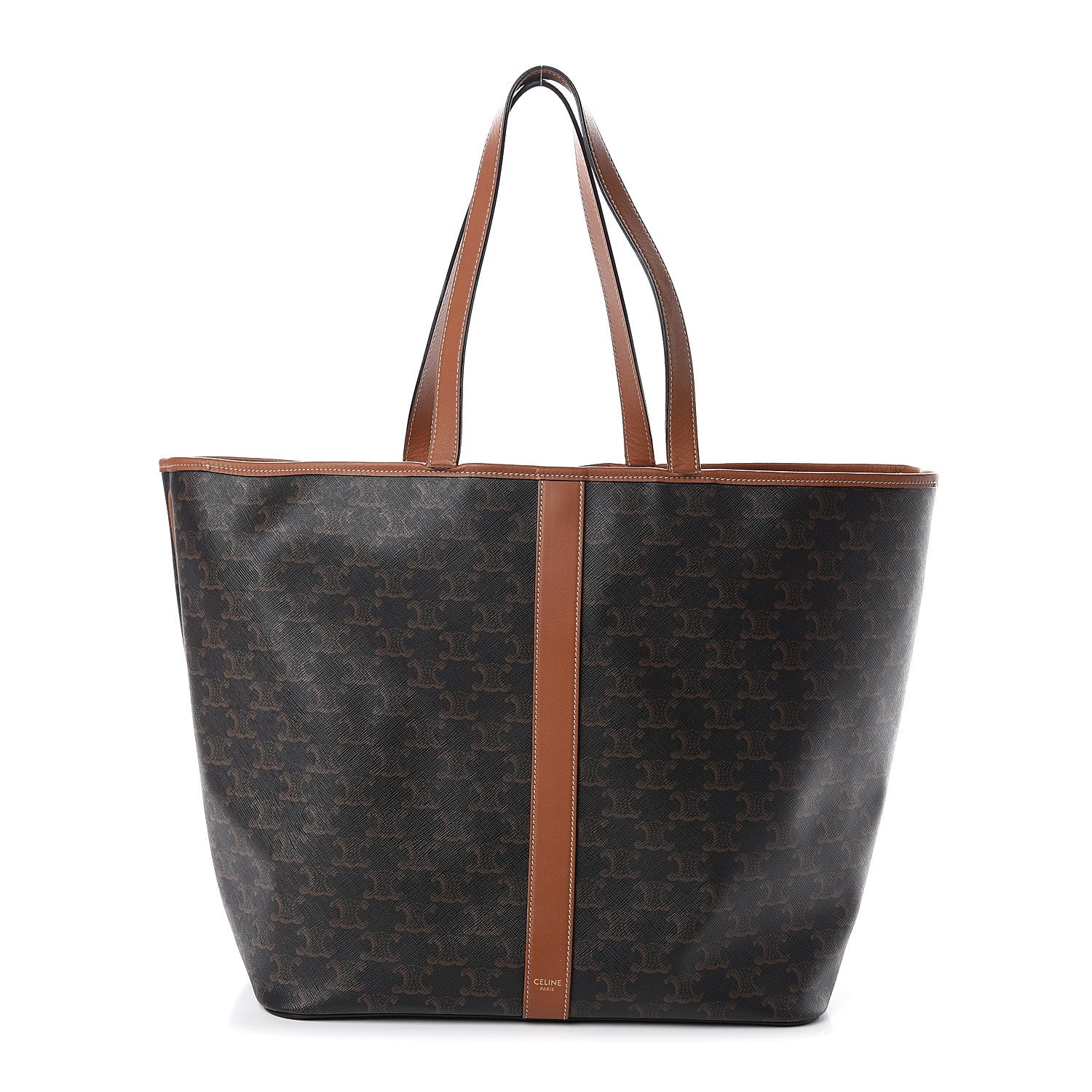 Celine Triomphe Canvas Calfskin Medium Cabas Bag Tan 1 of 9