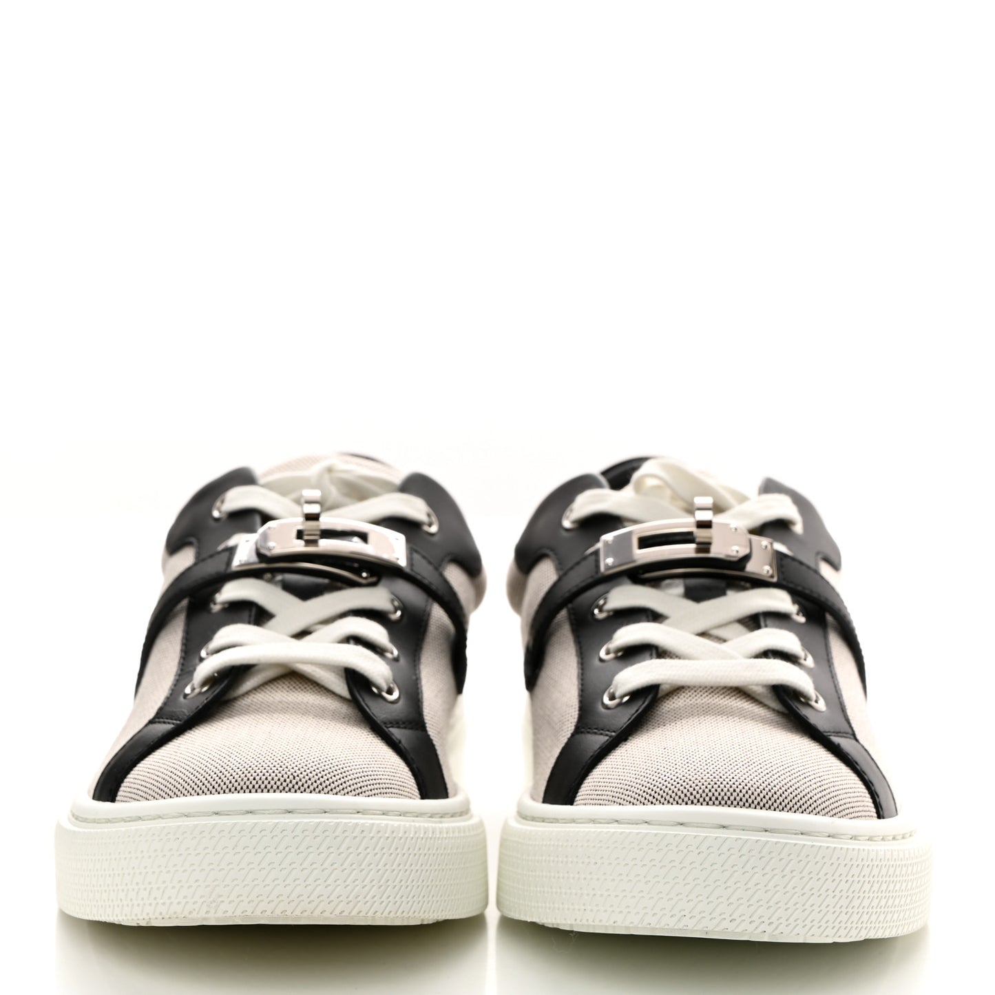 Calfskin Canvas Day Sneakers 38 Black White