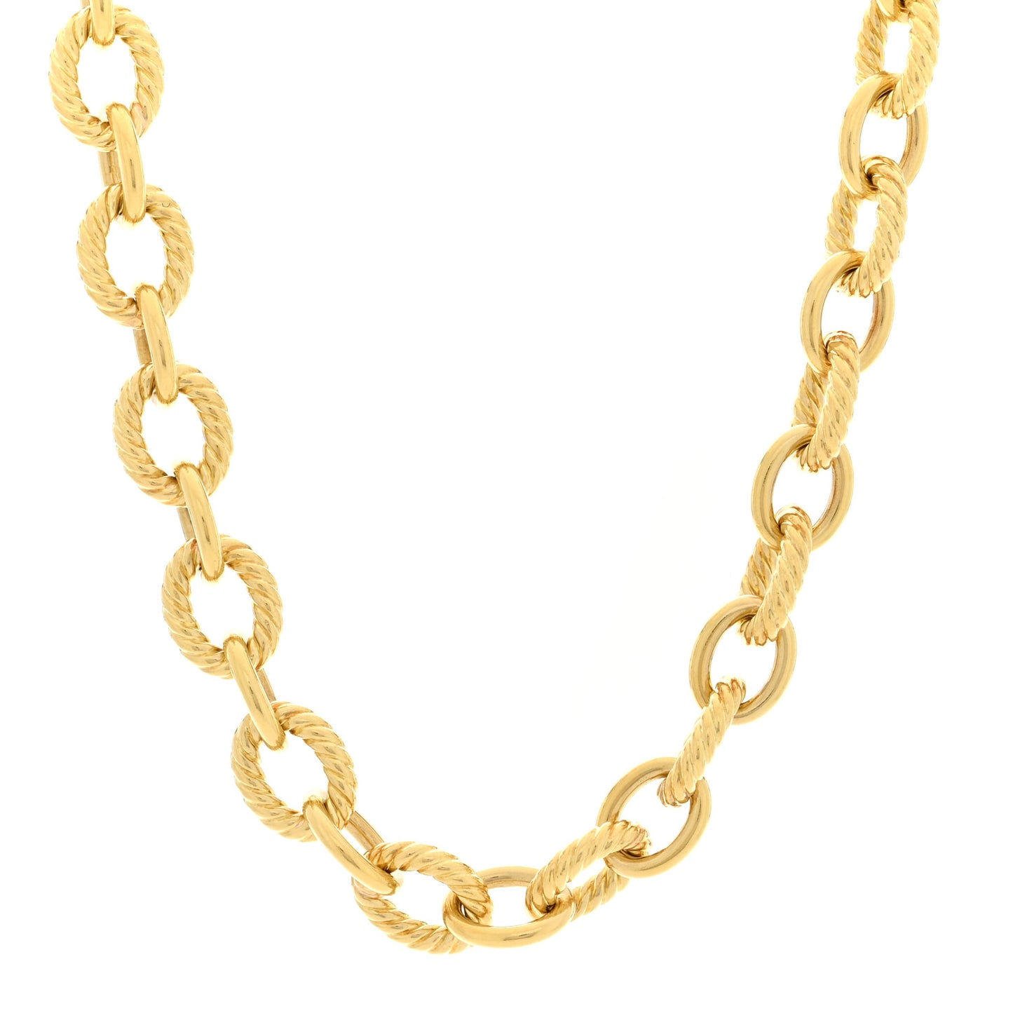 18K Yellow Gold 12mm Large Oval Link Necklace