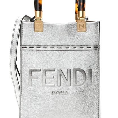 Fendi Vitello Catalan Mirror Plexiglass Mini Fendi Sunshine Shopper Tote Argento 8 of 12