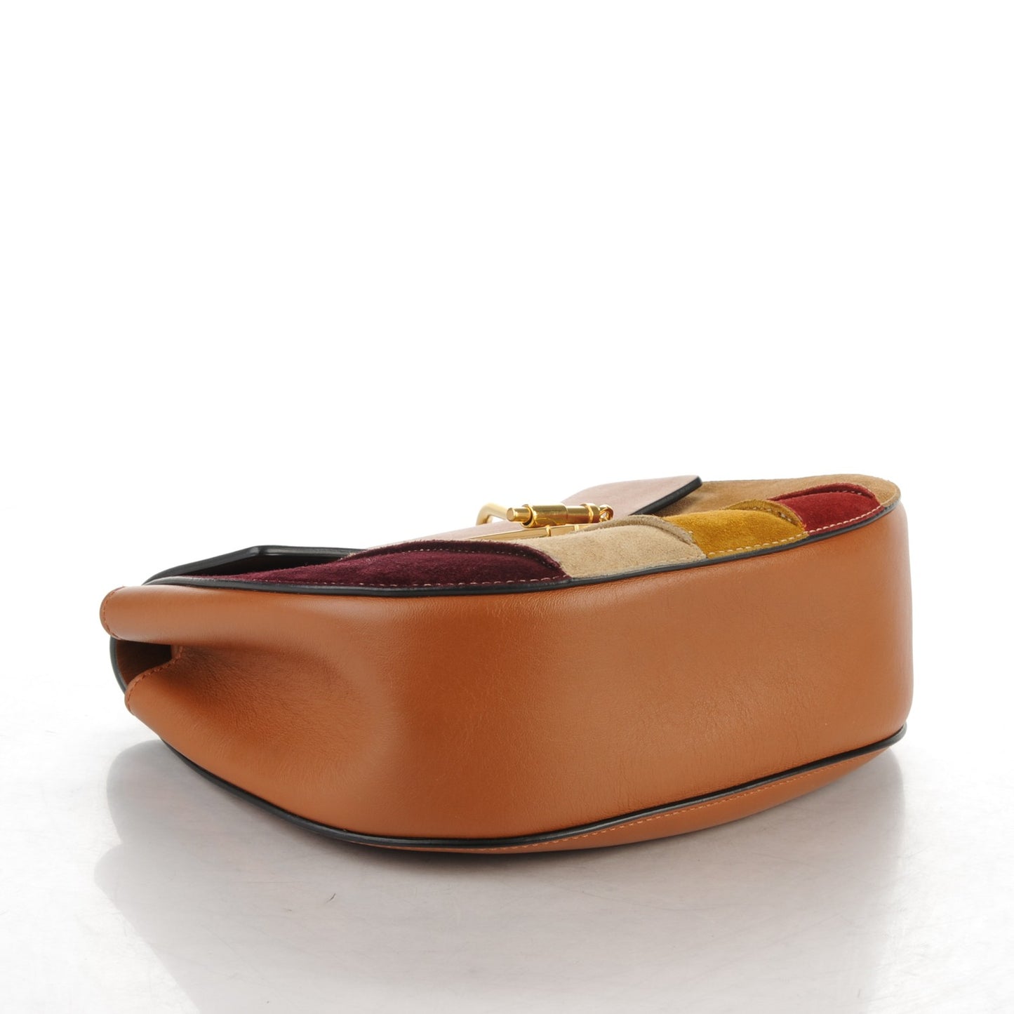 Suede Calfskin Patchwork Medium Drew Shoulder Bag Caramel