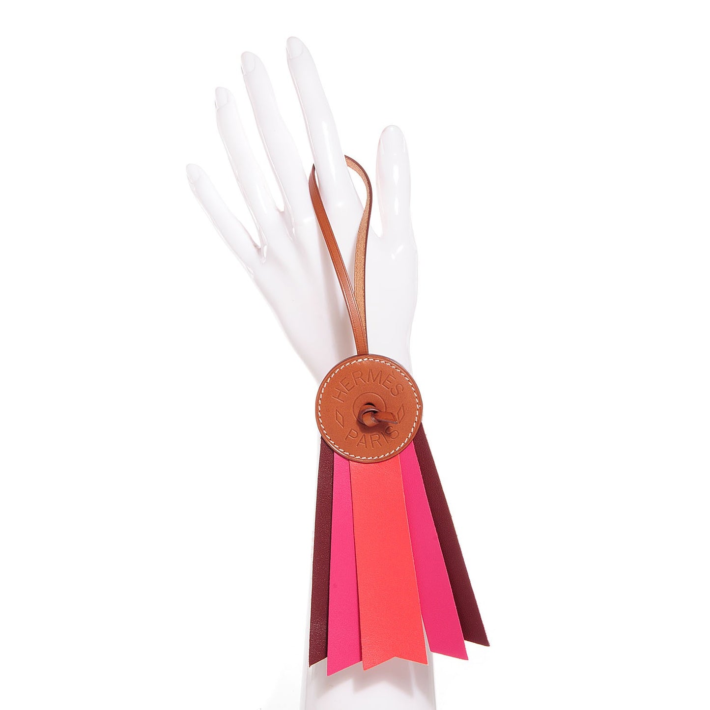 Hunter Cowhide Milo Lambskin Paddock Flot Bag Charm Rose Jaipur Rose Shocking