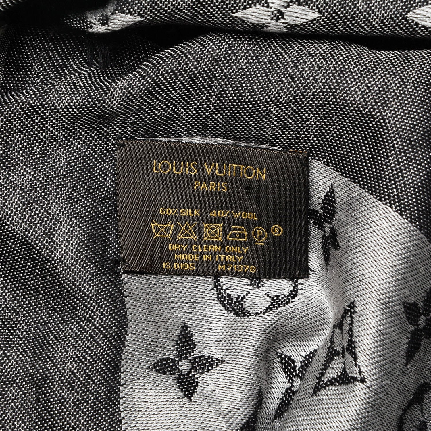 Louis Vuitton Silk Wool Monogram Denim Shawl Black 4 of 4
