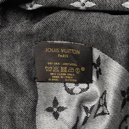 Louis Vuitton Silk Wool Monogram Denim Shawl Black 4 of 4