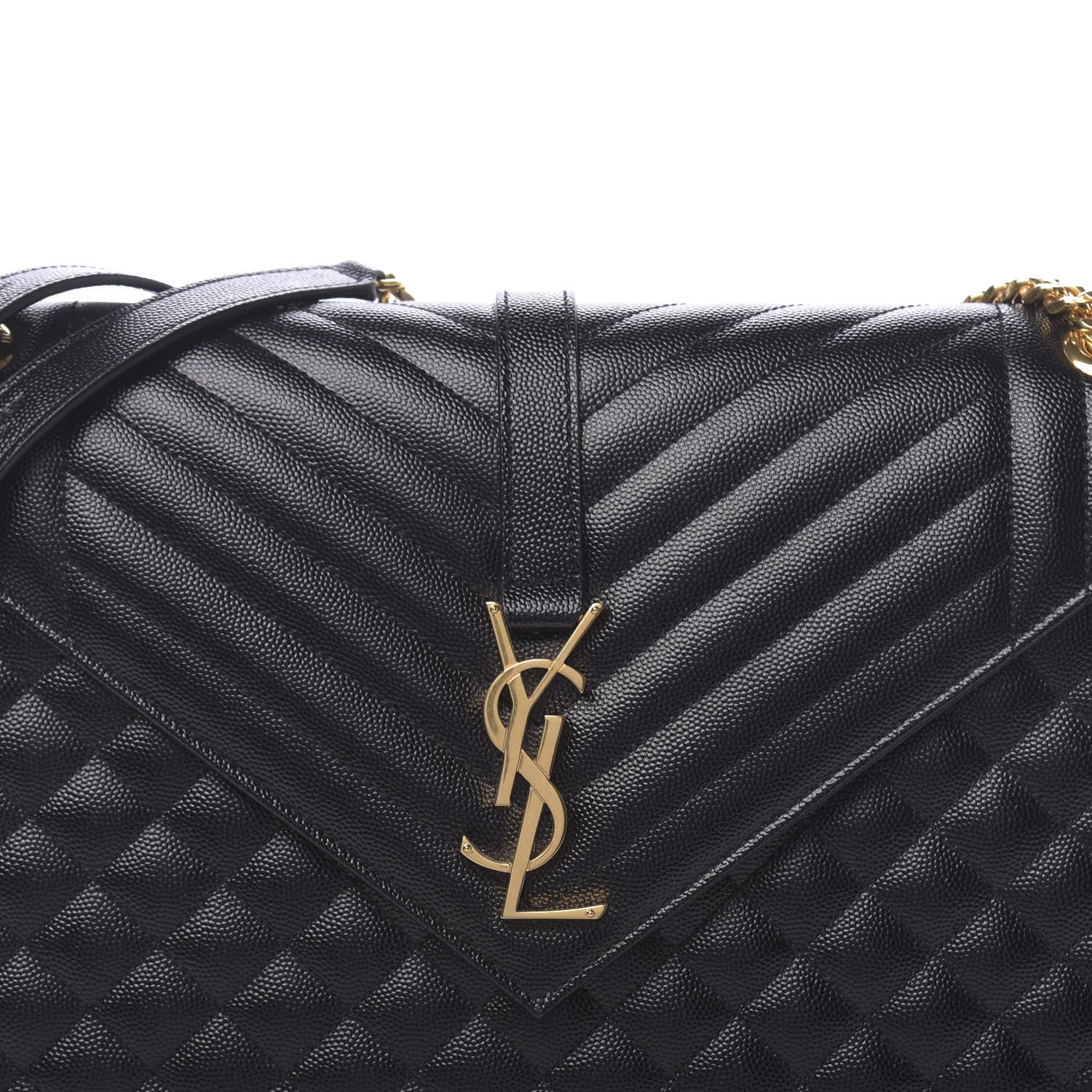 Saint Laurent Grain De Poudre Large Tri-Quilt Monogram Satchel Black 9 of 9