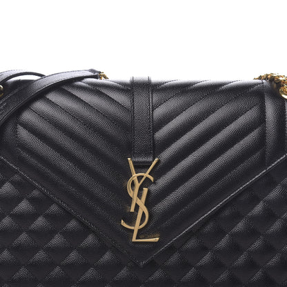 Saint Laurent Grain De Poudre Large Tri-Quilt Monogram Satchel Black 9 of 9
