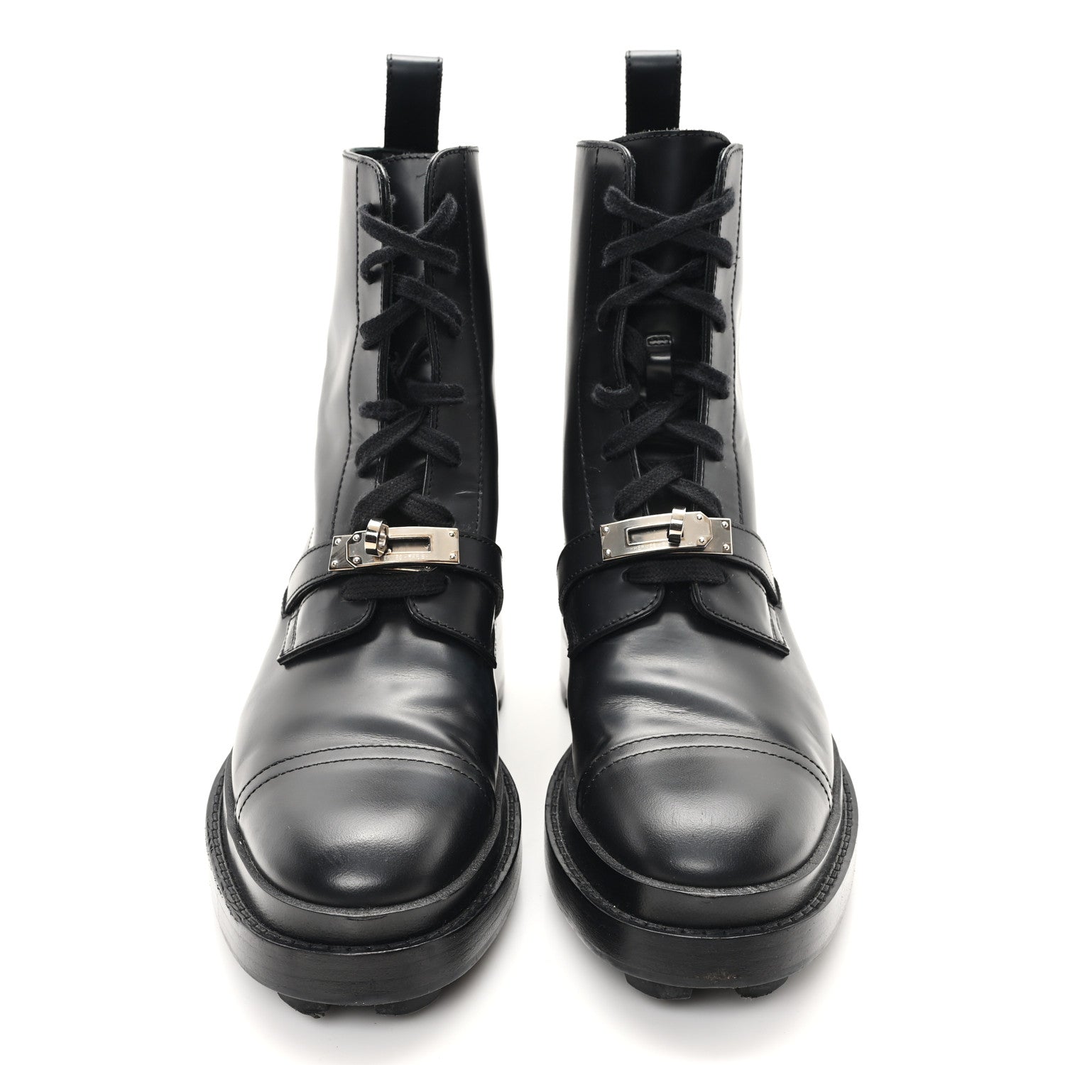 Hermes Glossed Calfskin Funk Ankle Boots 37 Black 3 of 10