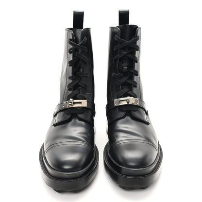 Hermes Glossed Calfskin Funk Ankle Boots 37 Black 3 of 10
