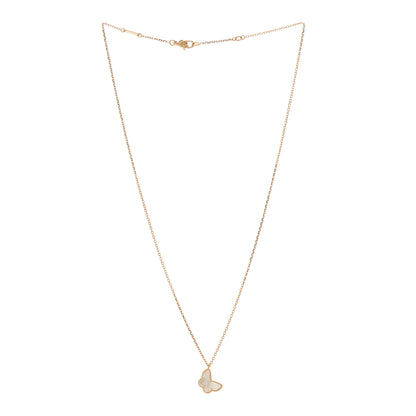 Van Cleef & Arpels 18K Yellow Gold Mother of Pearl Sweet Alhambra Butterfly Pendant Necklace 2 of 3