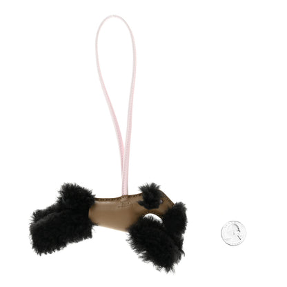 Hermes Milo Lambskin Shearling Budy Charm Black Etoupe Rose Darling 2 of 5