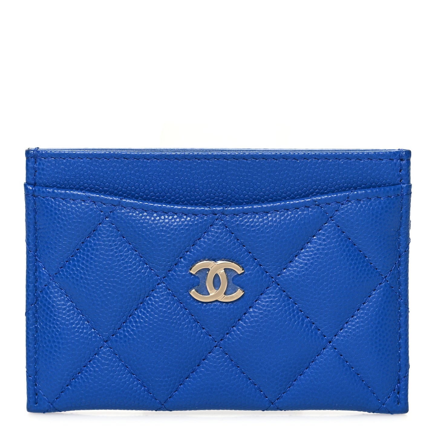 Caviar Quilted Card Holder Blue