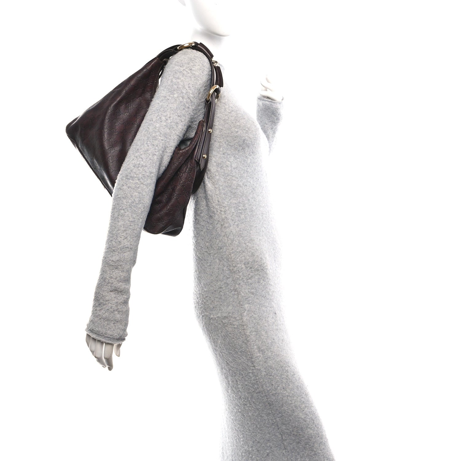 Gucci Guccissima Medium Horsebit Chain Hobo Dark Brown 2 of 12