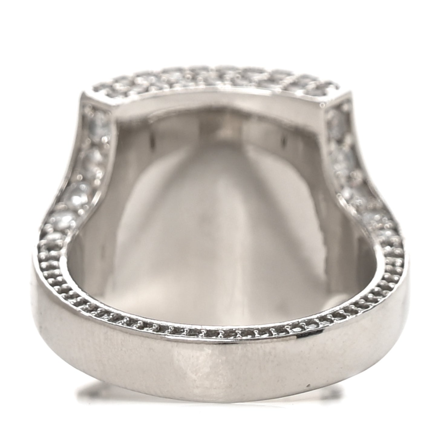 Metal Crystal Logo Square Signet Ring M Silver