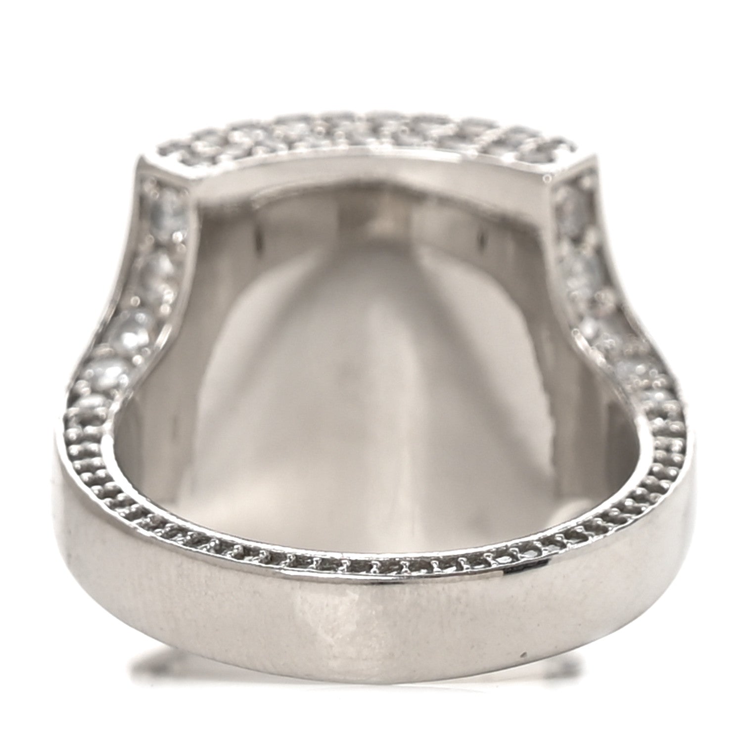 Gucci Metal Crystal Logo Square Signet Ring M Silver 3 of 4