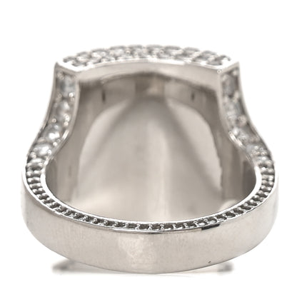 Gucci Metal Crystal Logo Square Signet Ring M Silver 3 of 4