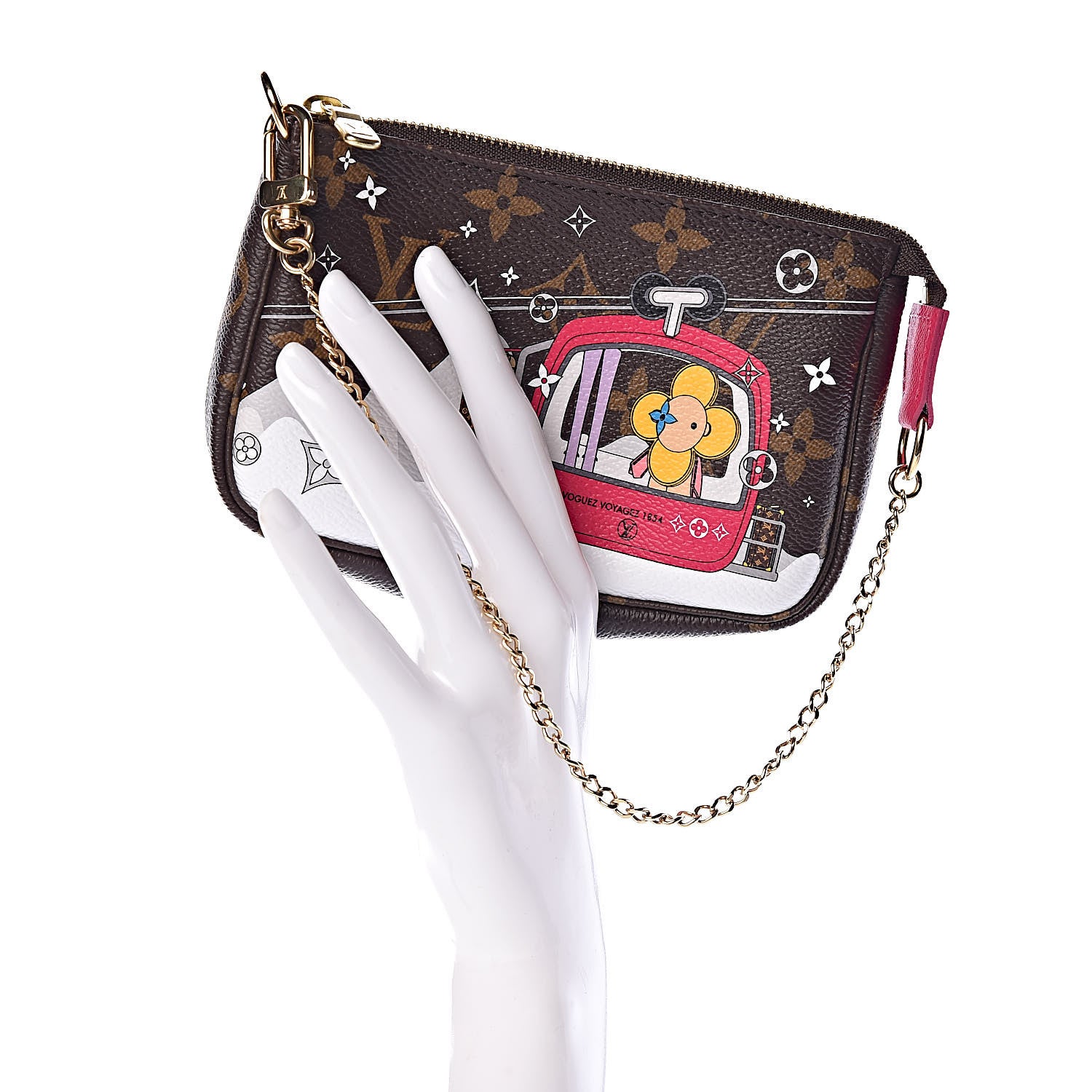 Louis Vuitton Monogram 2019 Christmas Animation Mini Courchevel Pochette Accessories Fuchsia 2 of 8